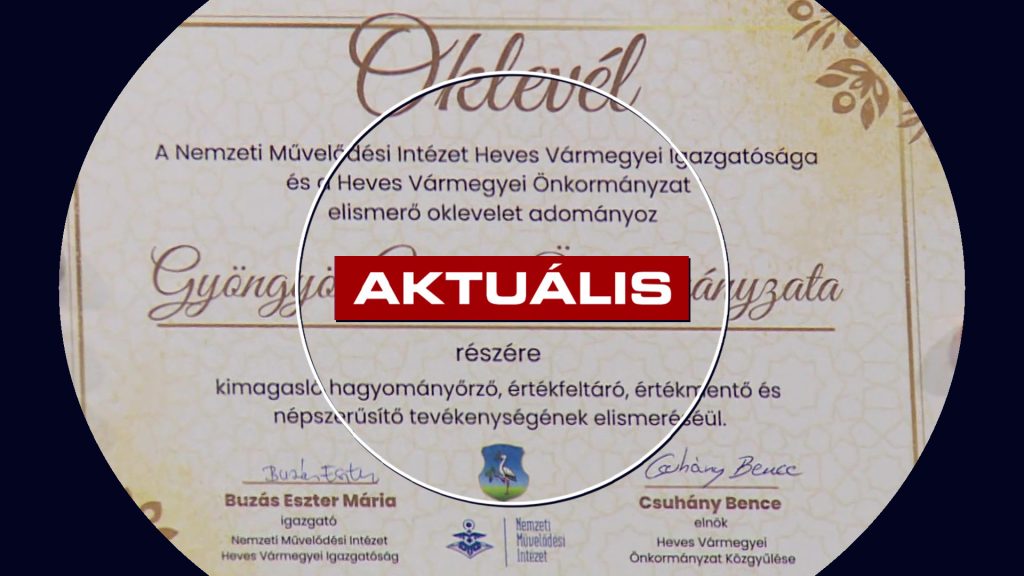 Rangos elismerést kapott a Gyöngyös Települési Értéktár – Aktuális 2025. augusztus 26.