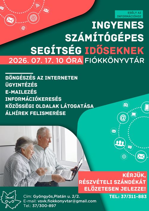 Ingyenes számítógépes segítség időseknek