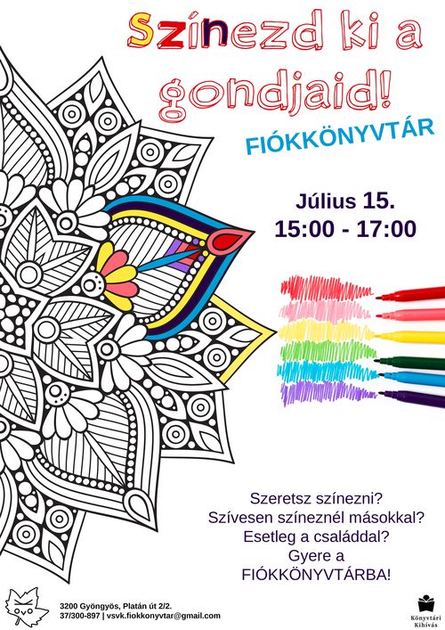 Színezd ki a gondjaid! – Kreatív színezőklub a Fiókkönyvtárban