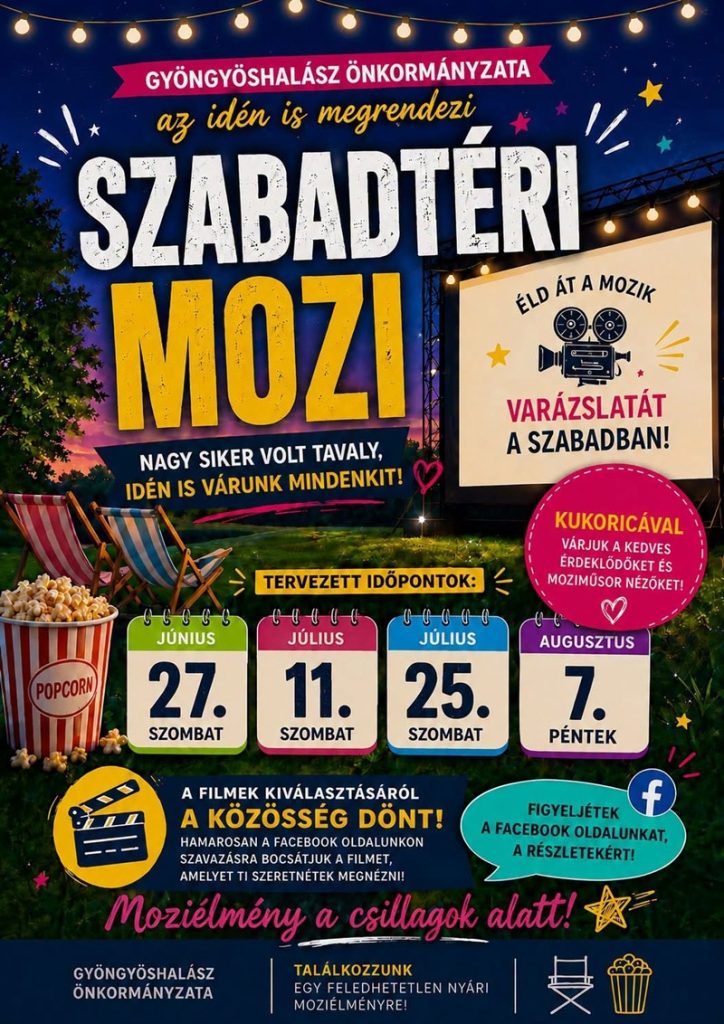 Szabadtéri mozi Gyöngyöshalászon