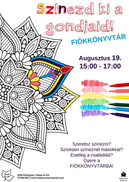 Színezd ki a gondjaid! – Kreatív színezőklub a Fiókkönyvtárban