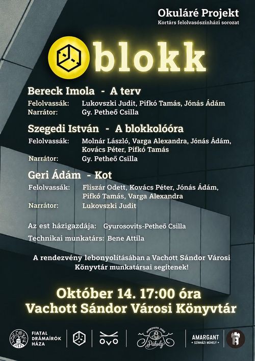 BLOKK felolvasószínházi est – Okuláré Projekt